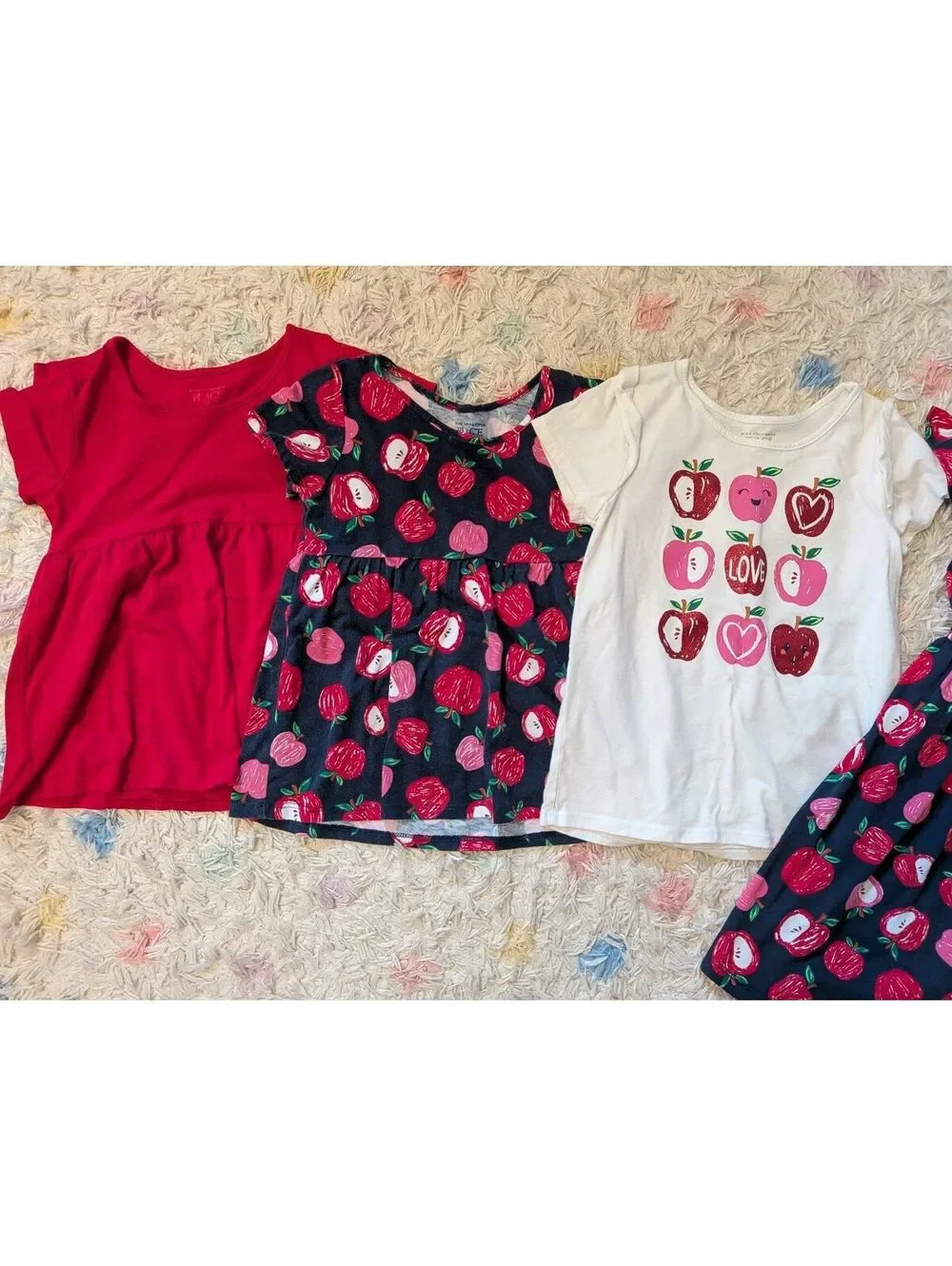 The Children's Place Girls' 5T Apple Print Back to School Dress and Shirt Set